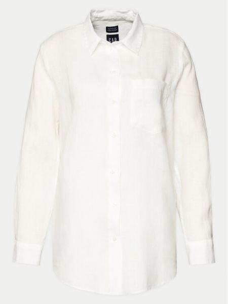 Lněná košile relaxed fit Gap bílá