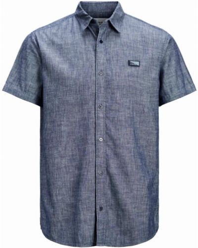 Bavlnená košeľa s aplikáciou Jack & Jones - tmavo modrá
