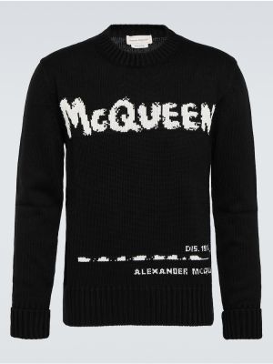 Памучен пуловер Alexander Mcqueen черно