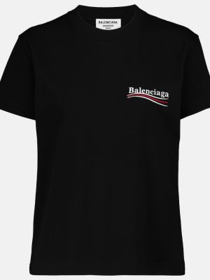 Kokvilnas t-krekls Balenciaga melns