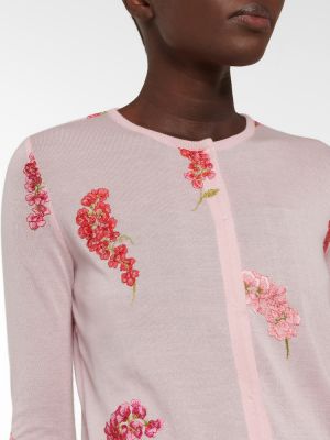 Кашмирен копринен жилетка на цветя Giambattista Valli розово