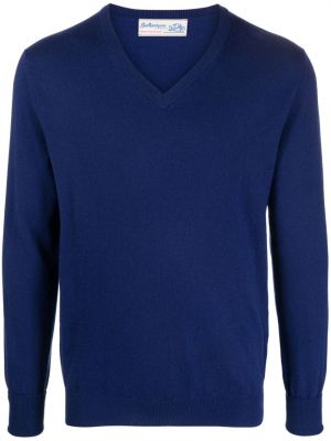Modrý kašmírový svetr s výstřihem do v Ballantyne