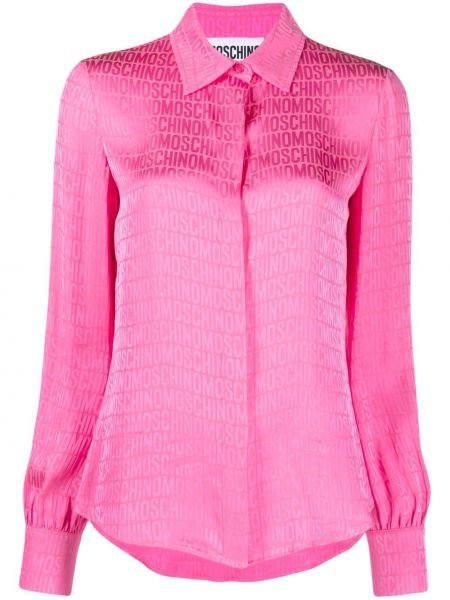 Μεταξωτό πουκάμισο με σχέδιο Moschino ροζ