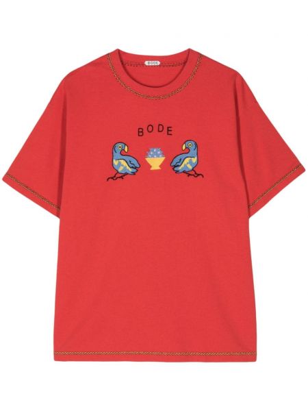 Памучна тениска бродирана Bode червено