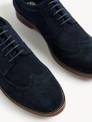 Mens M&S Collection Suede Brogues - Navy, Navy M&s Collection
