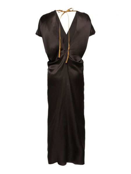 Sukienka długa z dekoltem w serek Alysi brązowa