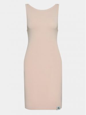 Плетена дънкова рокля Calvin Klein Jeans розово