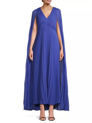 Плиссированное длинное платье Ungaro синее