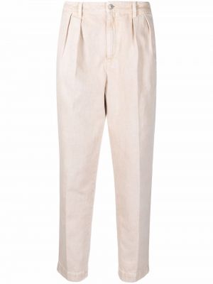 Bavlněné rovné kalhoty Isabel Marant béžové