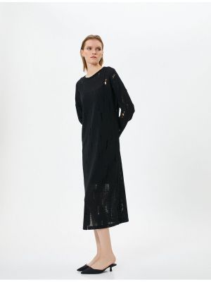 Sukienka midi z długim rękawem ażurowa Koton