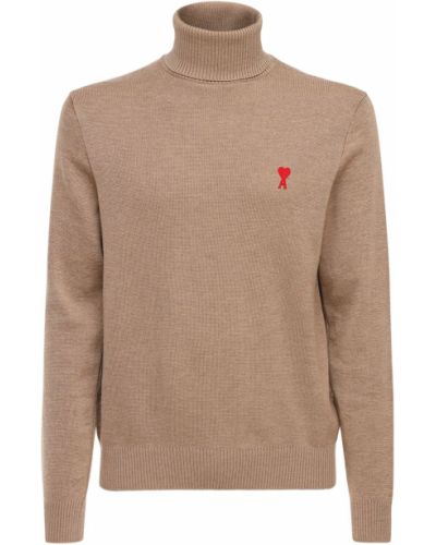 Sweter wełniany Ami Alexandre Mattiussi - Beżowy