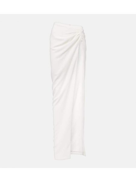 Falda larga asimétrica de crepé Mônot blanco