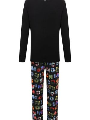 Хлопковая пижама Moschino черная