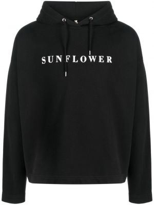 Kapučdžemperis ar apdruku Sunflower melns