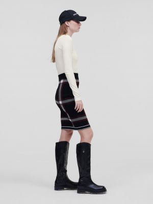 Pletené kostkované pouzdrová sukně Karl Lagerfeld černé