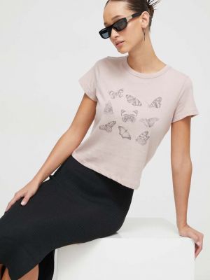Bavlněné tričko Hollister Co. růžové