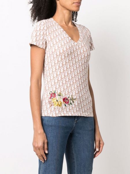 Haftowana koszulka w kwiatki Christian Dior