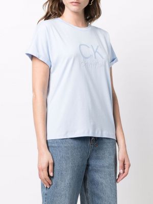 Koszulka z nadrukiem Calvin Klein niebieska