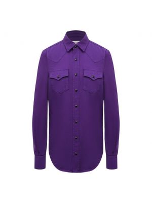 Хлопковая рубашка Saint Laurent фиолетовая