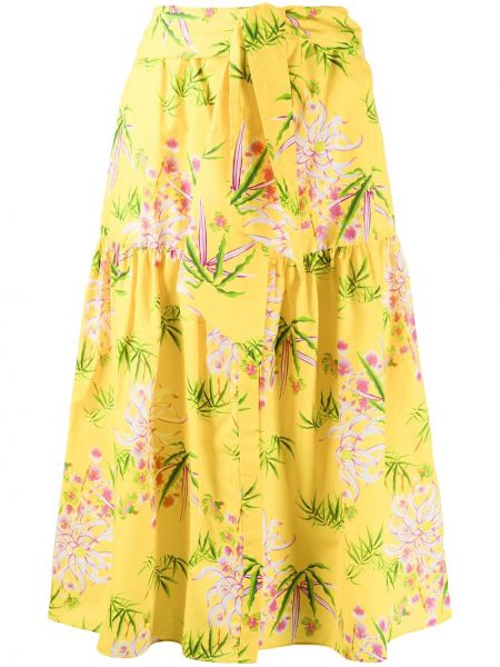 Falda midi de flores con estampado Kenzo amarillo