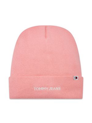 Dzianinowa czapka Tommy Jeans różowa