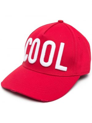 Casquette brodé avec imprimé slogan Dsquared2 rouge