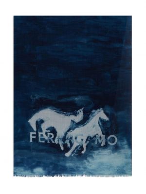 Woll schal mit print Ferragamo blau