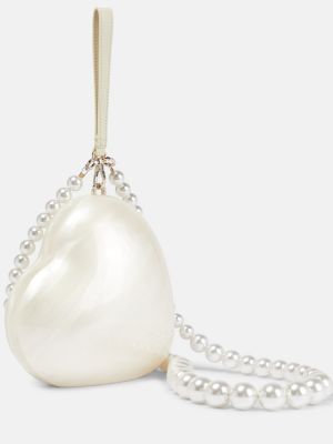 Listová kabelka s perlami Simone Rocha biela