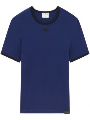 T-shirt en coton avec manches courtes Courrèges bleu