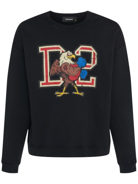 Avslappet bomull sweatshirt Dsquared2 svart