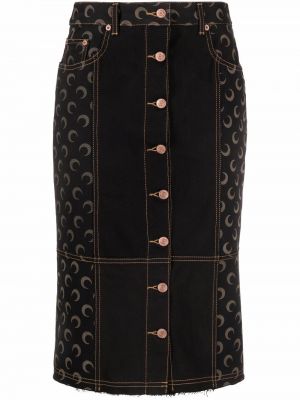 Džínová sukně s potiskem Marine Serre černé
