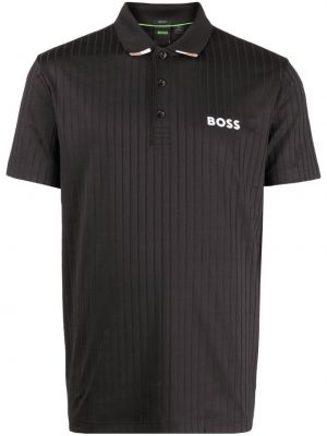 BOSS polo en maille nervurée noir