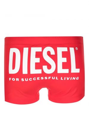 Szorty z nadrukiem Diesel czerwone