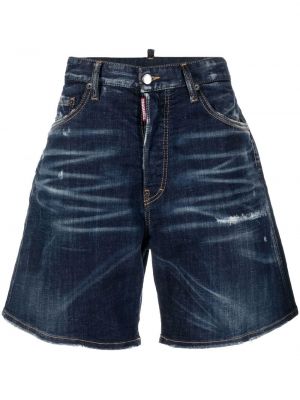 Floral brodert jeans-shorts Dsquared2 blå