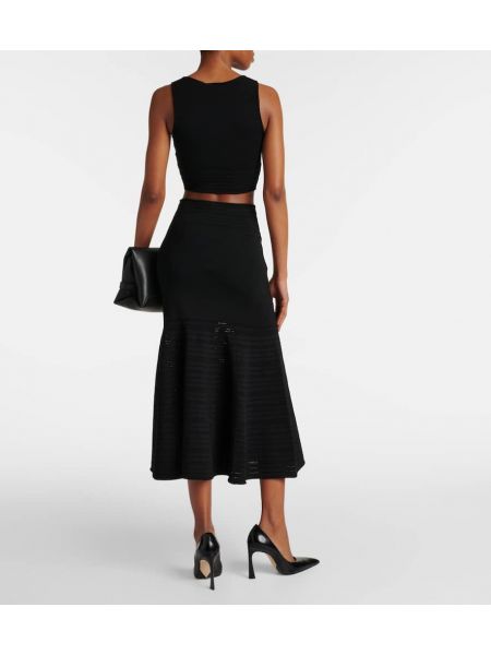 Midi sukně jersey Victoria Beckham černé