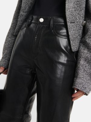 Δερμάτινο παντελόνι με ίσιο πόδι Frame μαύρο