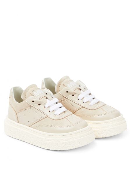 Læder sneakers for piger Mm6 Maison Margiela Kids beige