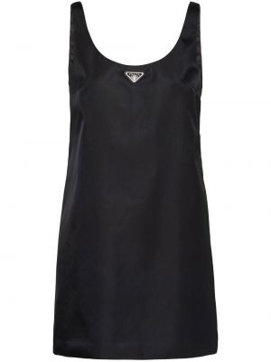 Nylonowa sukienka koktajlowa Prada czarna