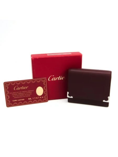 Portfel skórzany retro Cartier Vintage czerwony