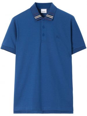 Medvilninis šilkinis siuvinėtas polo marškinėliai Burberry mėlyna