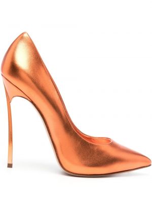 Кожени полуотворени обувки Casadei оранжево
