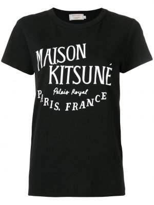 Тениска с принт Maison Kitsuné черно