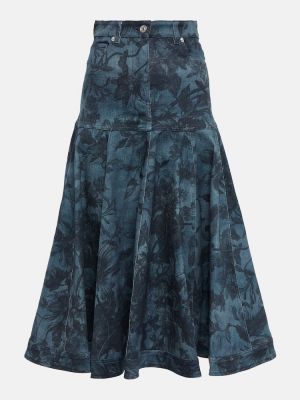 Kvetinová džínsová sukňa Erdem modrá