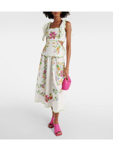 Midi haljina s cvjetnim printom Farm Rio bijela