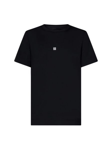 Haftowana koszulka slim fit bawełniana Givenchy czarna