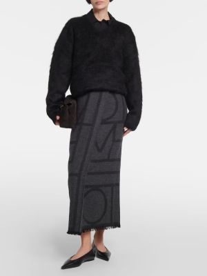 Falda larga con bordado de lana Totême gris