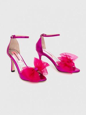 Kožne sandale s mašnom Custommade ružičasta