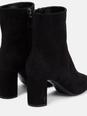 Велурени обувки до глезена Saint Laurent черно