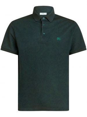 Памучна поло тениска с принт с пейсли десен Etro зелено