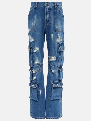 Kõrge vöökohaga sirged teksapüksid distressed Dolce&gabbana sinine
